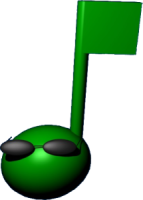 MoodShuffle logo, a musical note wearing sunglasses
